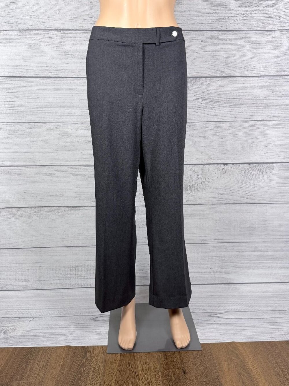 🩶 NWT Calvin Klein Classic Fit Stretch Trouser Pants Charcoal Petite 12P